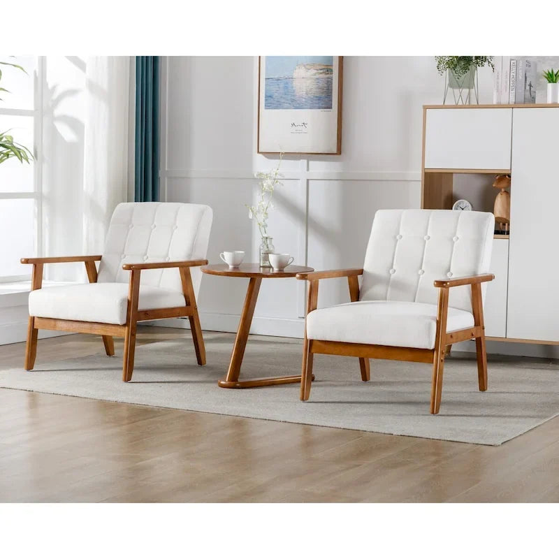 Set van 2 accentstoelen met bijzettafel, fauteuils voor woonkamer, slaapkamer of kantoor - 30.71H*25.39W *27.95D