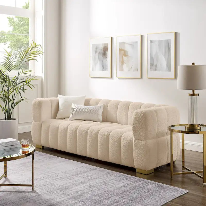 85 modernes Sofa aus Waffelstoff, bequemes Relaxsofa