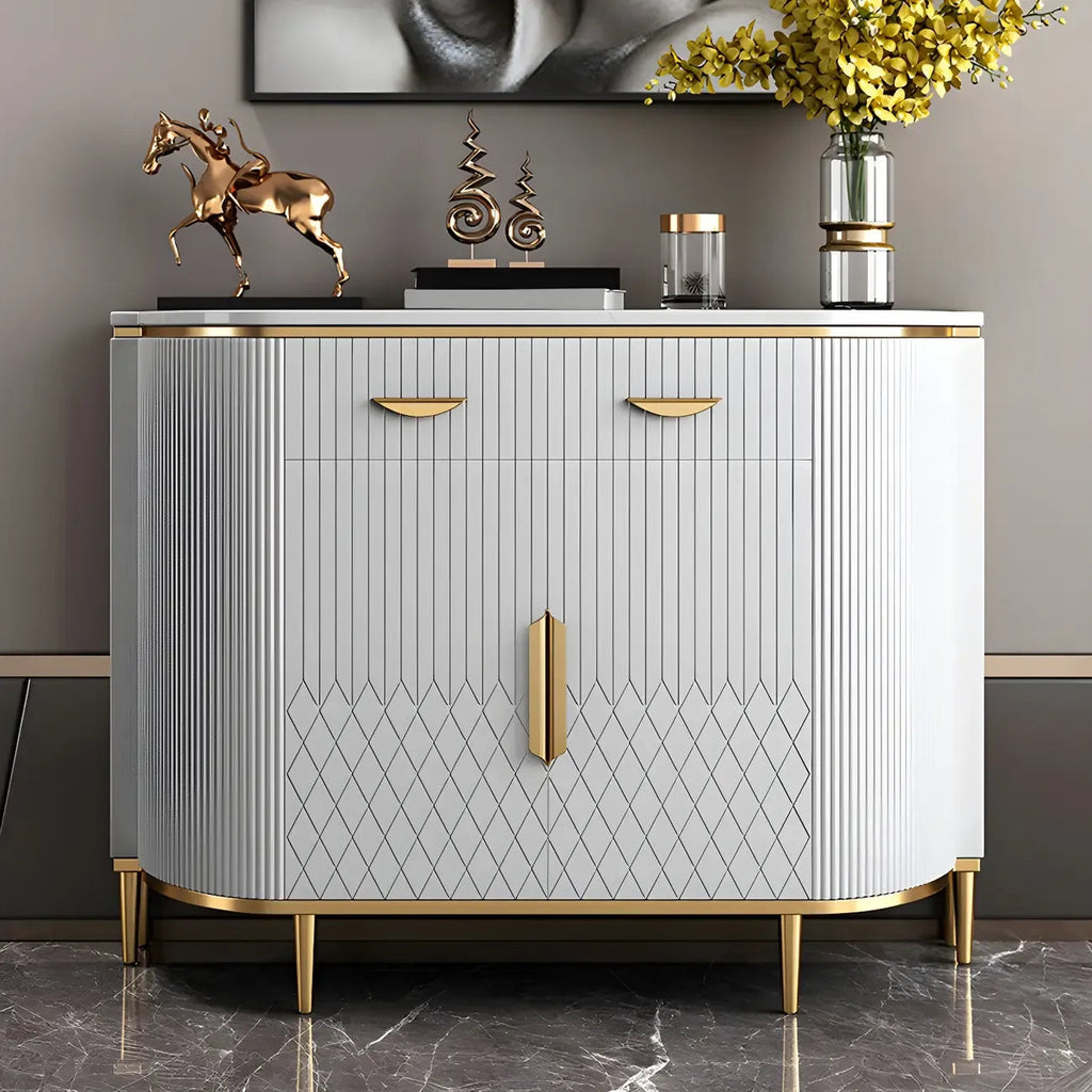 Glamour-dressoir met marmerlook en opbergruimte, grijs