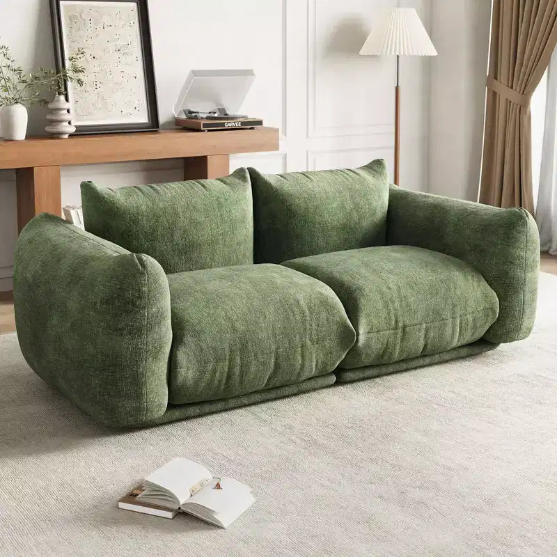 Modulares Zweisitzer-Sofa aus Chenille, Cloud-Couch mit hoch belastbarem Schaumstoff, platzsparendes Sofa ohne Gestell für Wohnung und Büro