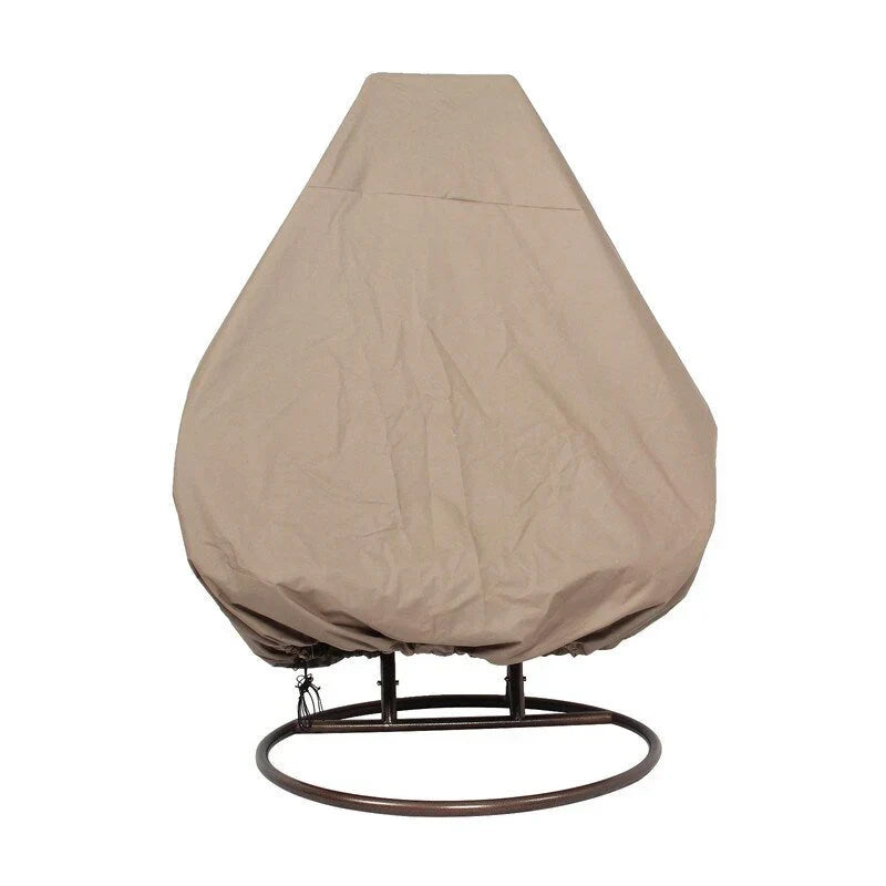 LeisureMod Hängesessel in Ei-Form für 2 Personen mit Gestell - Rattan-Pendelsessel für drinnen und draußen, Hängemattensessel für die Terrasse mit Kissen