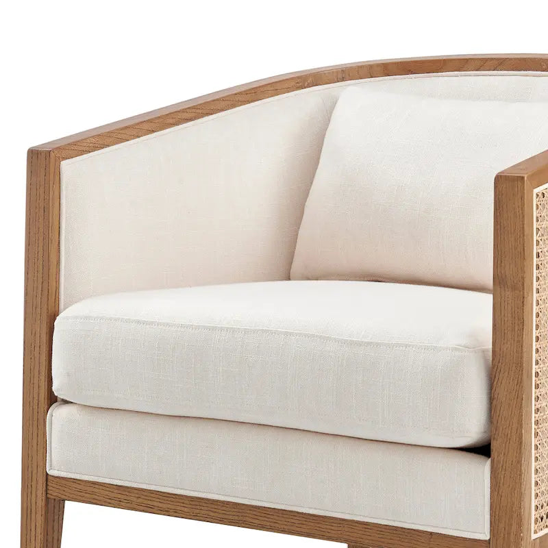 Tillman linnen fauteuil met rotan