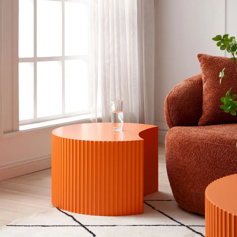 Moderne glamoureuze ronde nesting-bijzettafelset voor de woonkamer (set van 2), niet gemonteerd