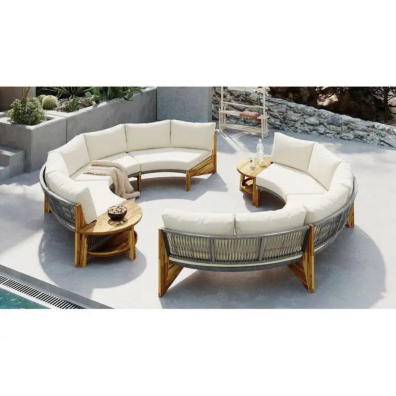 Gartensitzgruppe für 6 Personen mit Polstern und 1Couchtisch