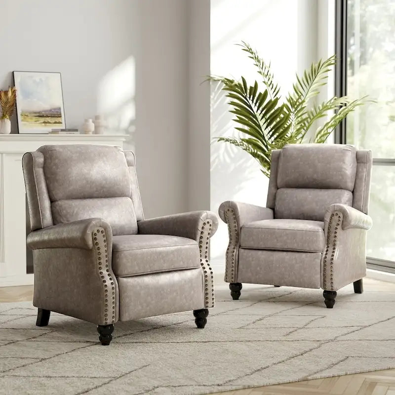 Set mit 2 modernen Relaxsesseln mit gepolstertem Sitz aus Kunstleder/Stoff
