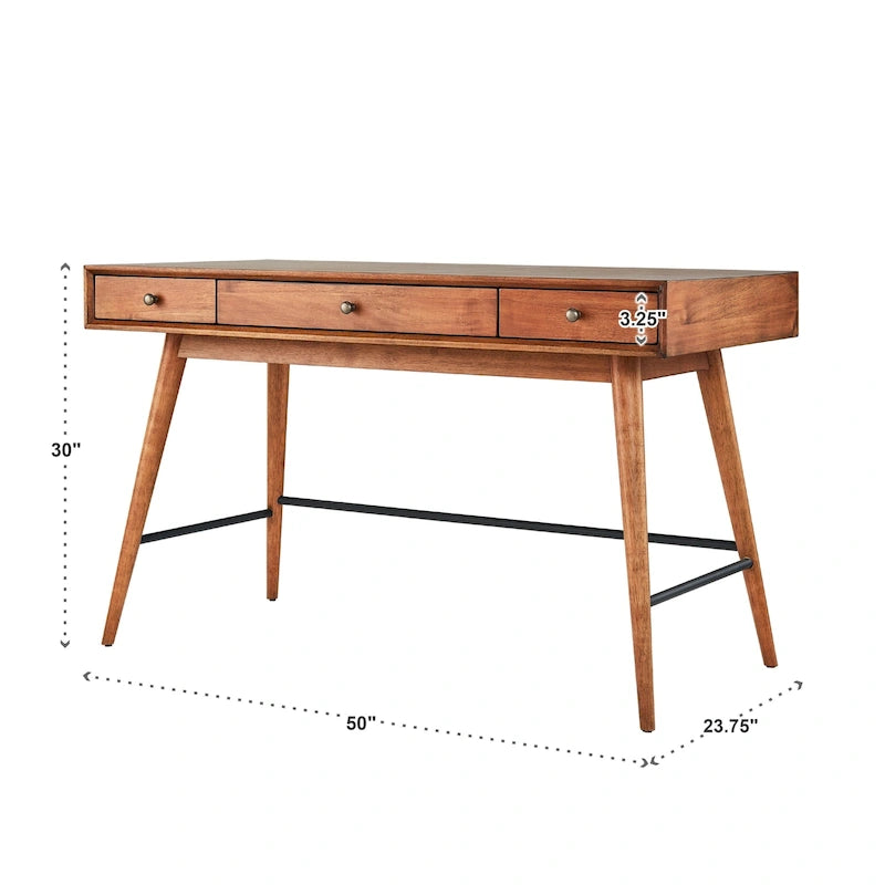 Bureau d’écriture en bois Aksel à 3 tiroirs, par iNSPIRE Q Modern