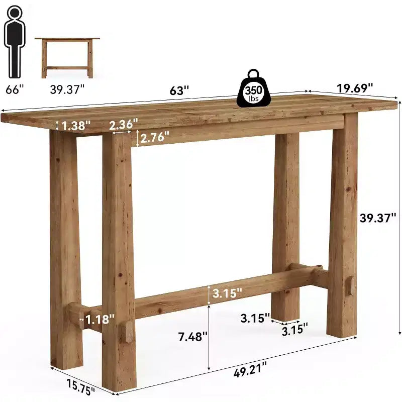 63-Zoll-Bartisch aus Massivholz für Küche, Café oder Restaurant