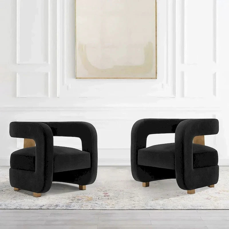 Manhattan Comfort Modern Amirah Velvet Accent Chair Set of 2