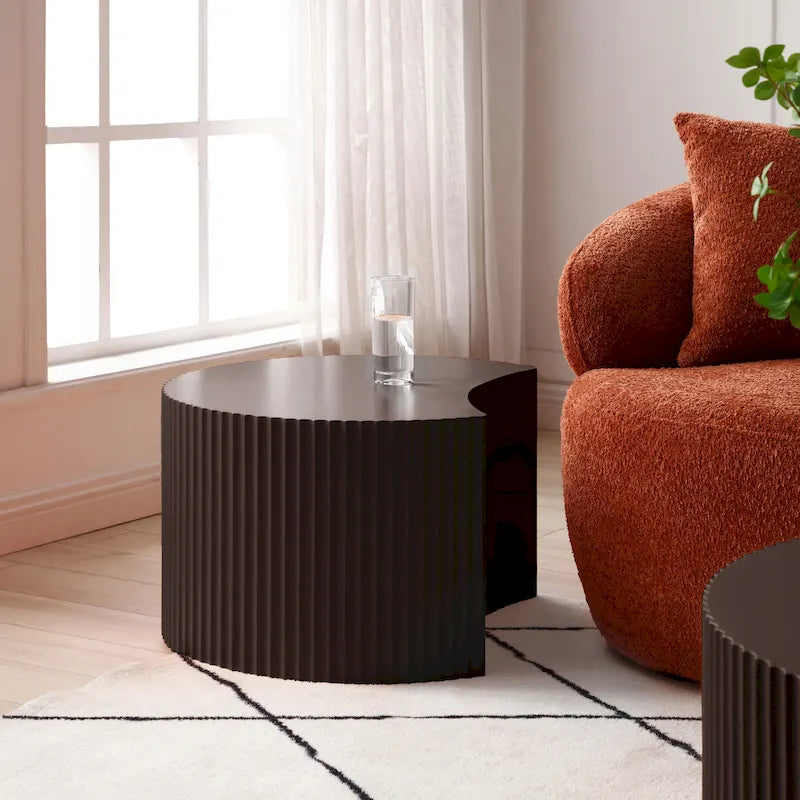 Moderne glamoureuze ronde nesting-bijzettafelset voor de woonkamer (set van 2), niet gemonteerd
