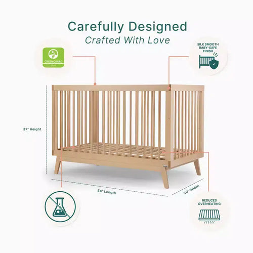 Umbaubares Babybett 3-in-1 aus massivem europäischem Buchenholz, GREENGUARD Gold-zertifiziert, Made in Italy