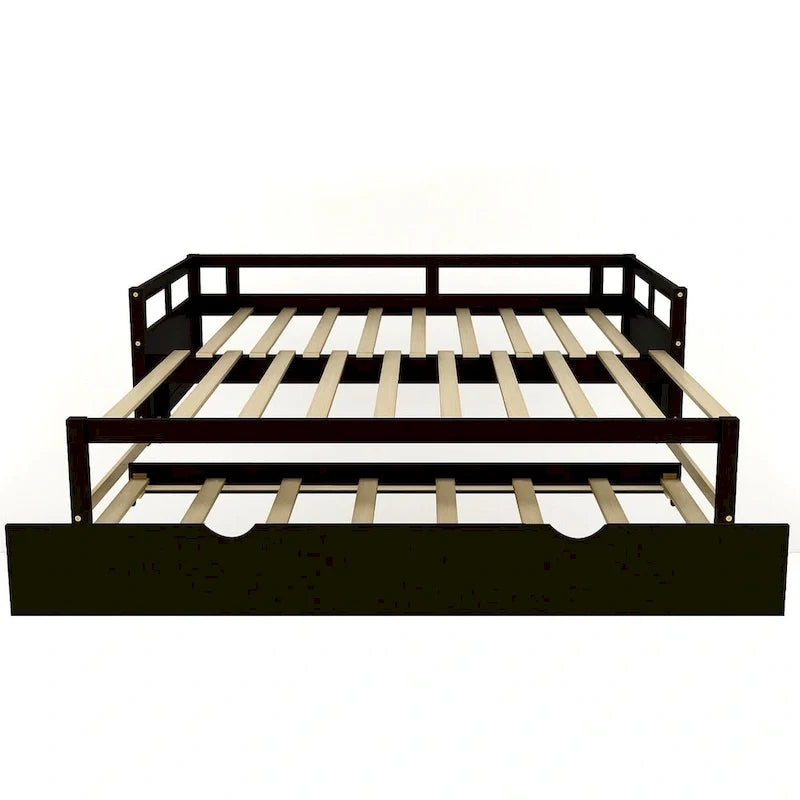 Ausziehbares Tagesbett mit Ausziehbett, Holztagesbett mit Ausziehbett