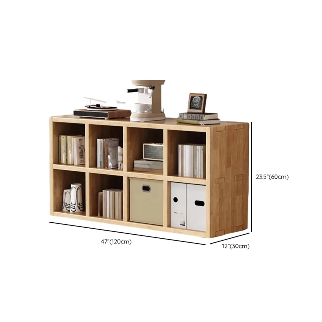 Moderne horizontale houten boekenkast met 8 vakken en naturel afwerking