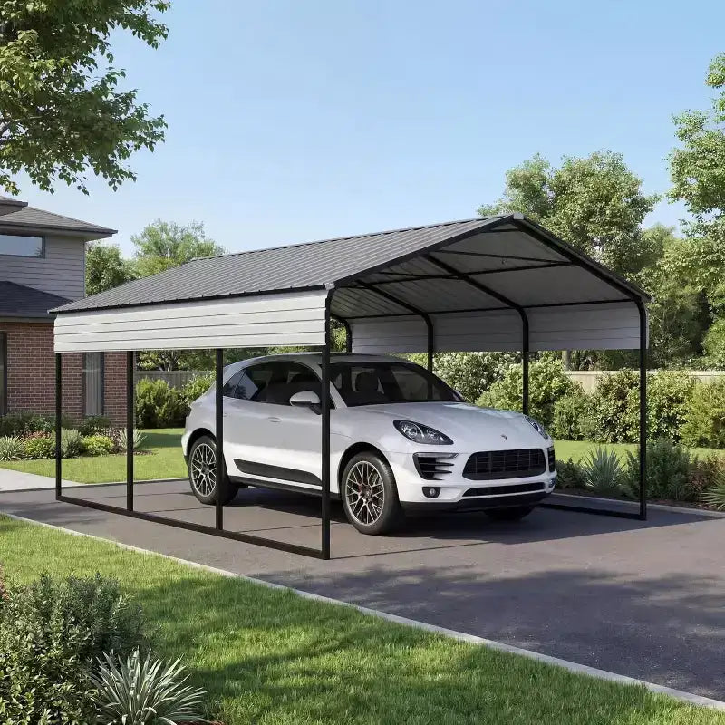 Tettoia per auto in acciaio per impieghi gravosi, 12 x 20 FT, con kit di ancoraggio