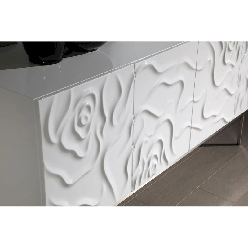 Moderner weißer Hochglanz-Buffetschrank mit Türen mit Soft-Close-Funktion