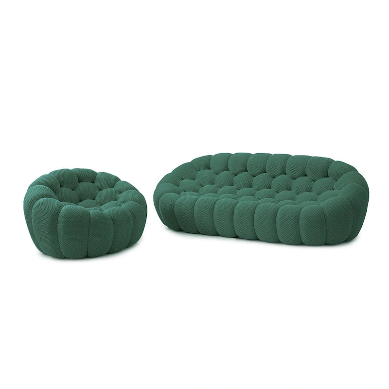 2er-Set 3D-Wabenstoff-Bubble-Sofas, 3-Sitzer-Sofa und Einzelsessel fürs Wohnzimmer