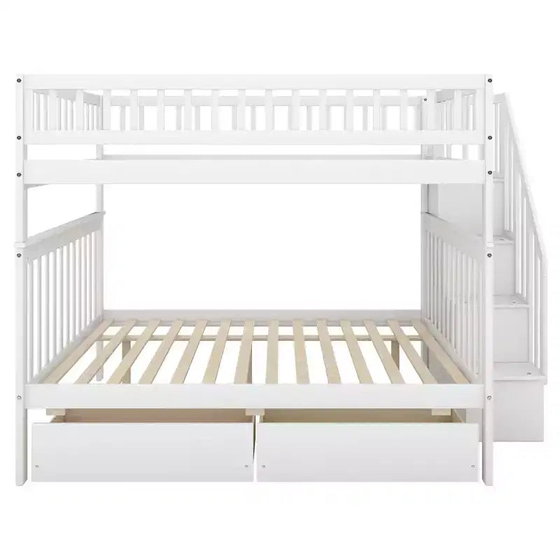Stapelbed met twee tweepersoonsbedden, twee opberglades en opbergplanken, voor de slaapkamer van kinderen, tieners en volwassenen
