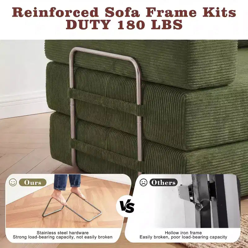 Dyonery 65-Zoll-Fünf-in-eins-Klappsofabett für den Boden, zum Doppelbett-Sofabett umwandelbar, mit festem Metallrahmen, Cord