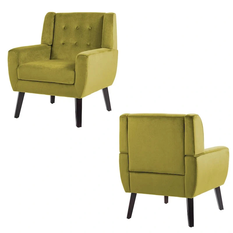 Set van 2 fluwelen fauteuils met armleuningen voor de woonkamer