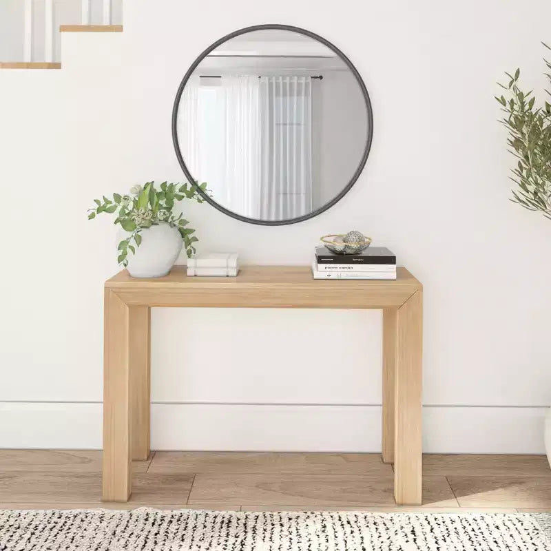 Plank+Beam 46 moderne console tafel van massief hout, smalle haltafel, voor achter de bank
