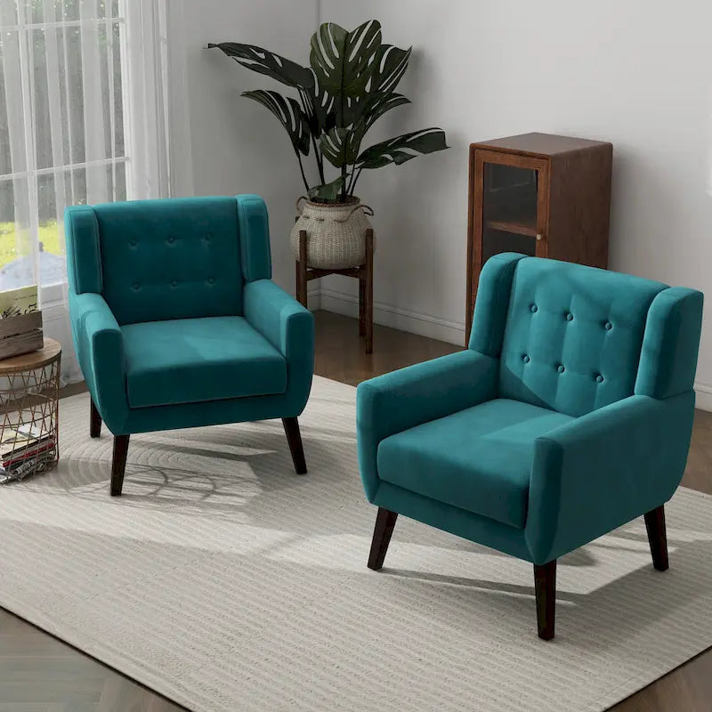 Set van 2 fluwelen fauteuils met armleuningen voor de woonkamer