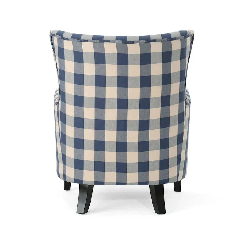 Moderne retro fauteuil met hoge rugleuning van 30.25 en houten poten voor de woonkamer