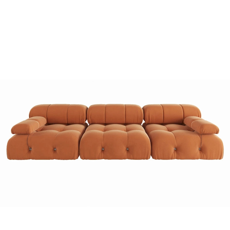 Modulares Samtsofa mit 3 Sitzplätzen, beidseitig montierbar