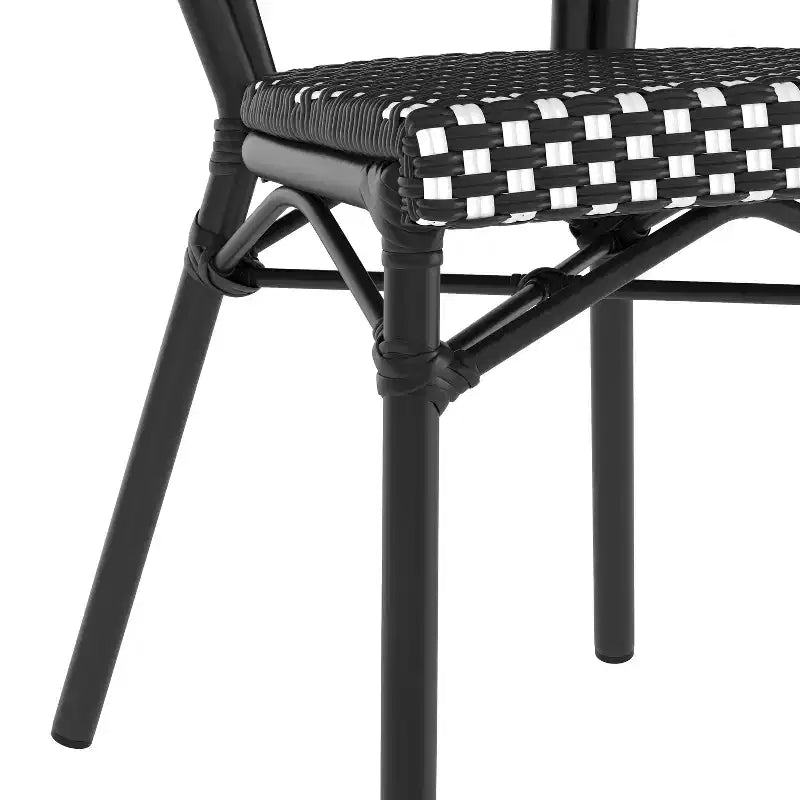 Flash Furniture Lourdes Bistro-Stapelstuhl im Thonet-Stil für den gewerblichen Innen- und Außenbereich, PE-Rattan und Aluminiumgestell