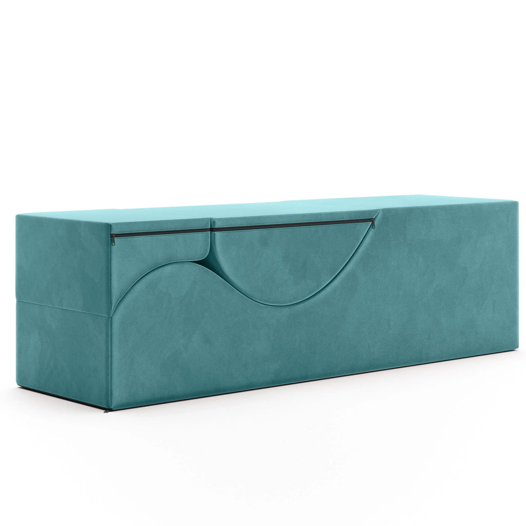 Méridienne convertible Avana Kami / yoga et massage - pouf 2-en-1 avec chaise longue de yoga pliable dissimulée, microvelours - N/A