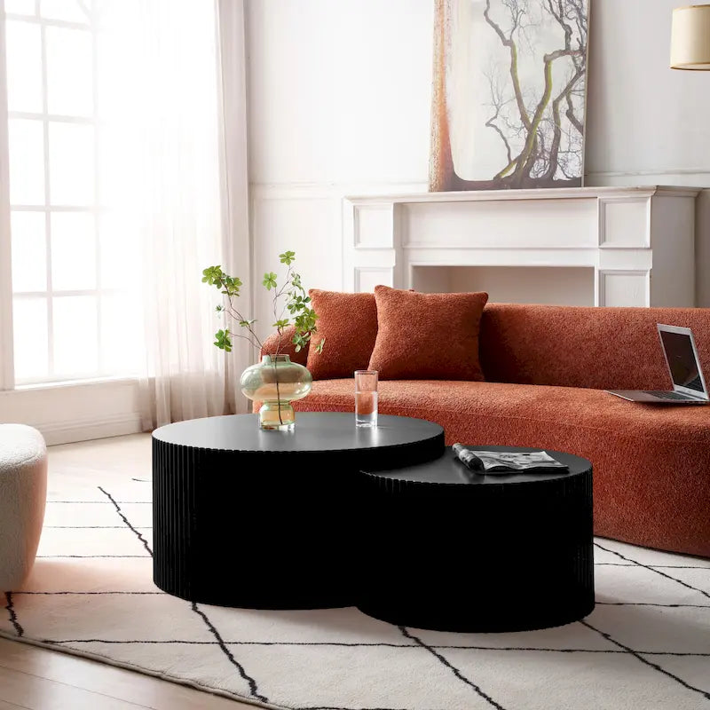 Moderne glamoureuze ronde nesting-bijzettafelset voor de woonkamer (set van 2), niet gemonteerd