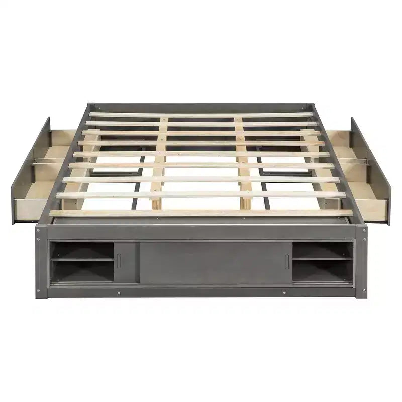 Struttura letto contenitore Whisen Queen con 4 cassetti e vano contenitore nella pediera