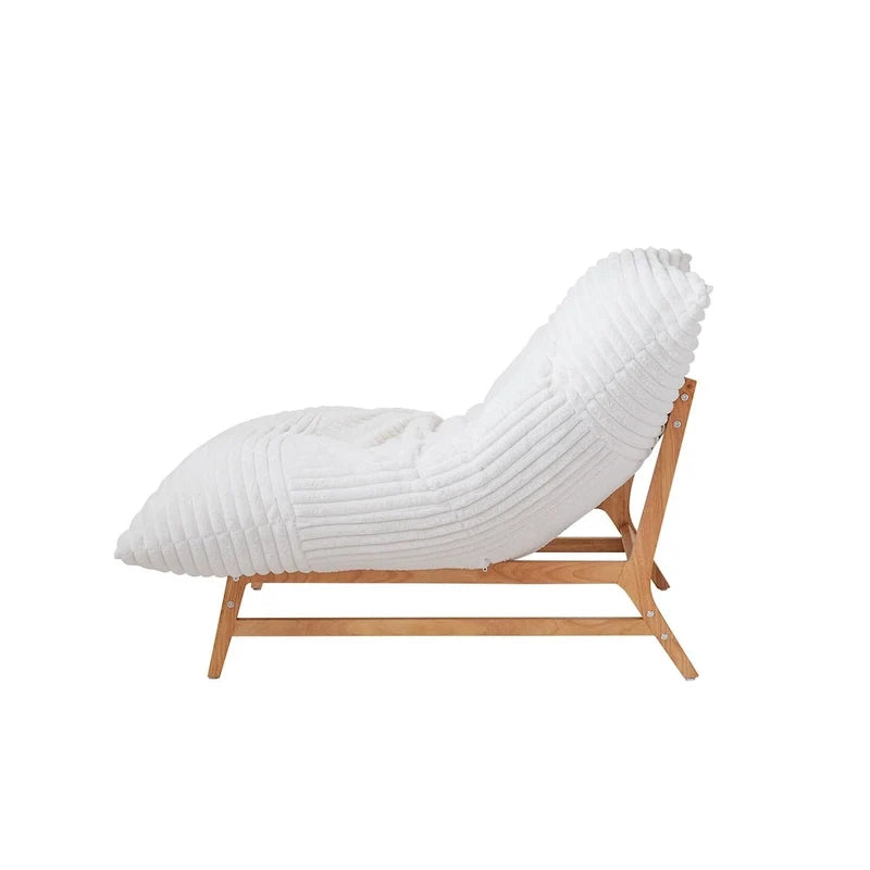 Fauteuil poire d’appoint grand format en peluche, avec structure en bois massif, confortable et garni de duvet