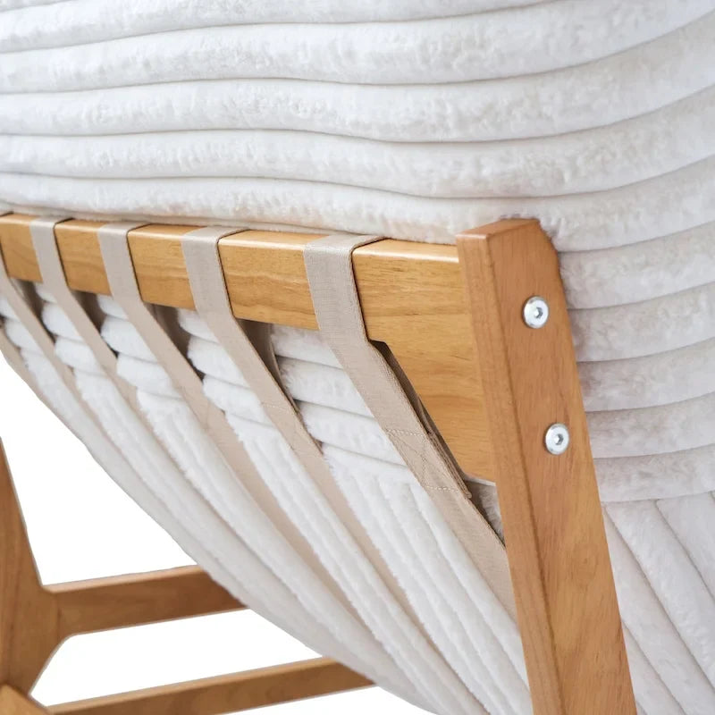 Fauteuil poire d’appoint grand format en peluche, avec structure en bois massif, confortable et garni de duvet