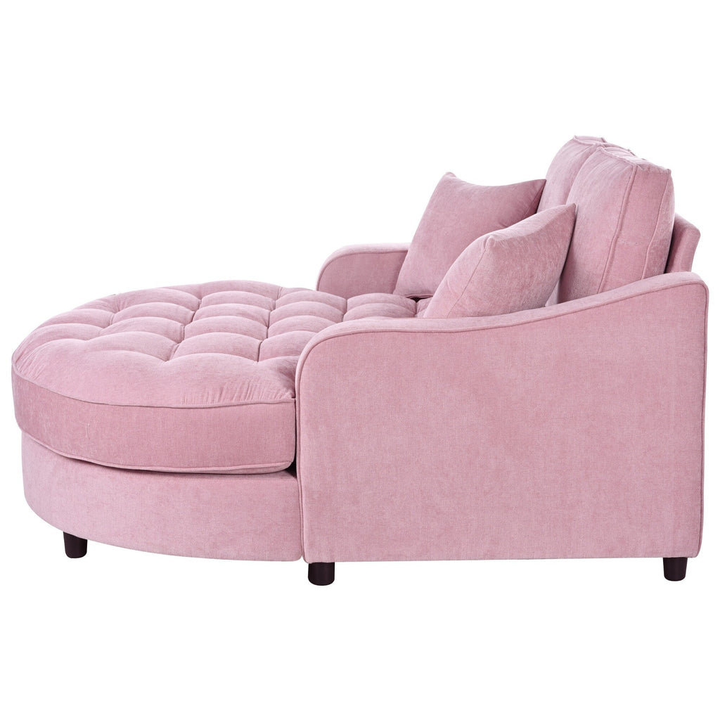 Chaiselongue-Schlafsofa aus Chenille, gepolstertes Sofa mit gesteppter Rückenlehne und 2 abnehmbaren Kissen für das Wohnzimmer