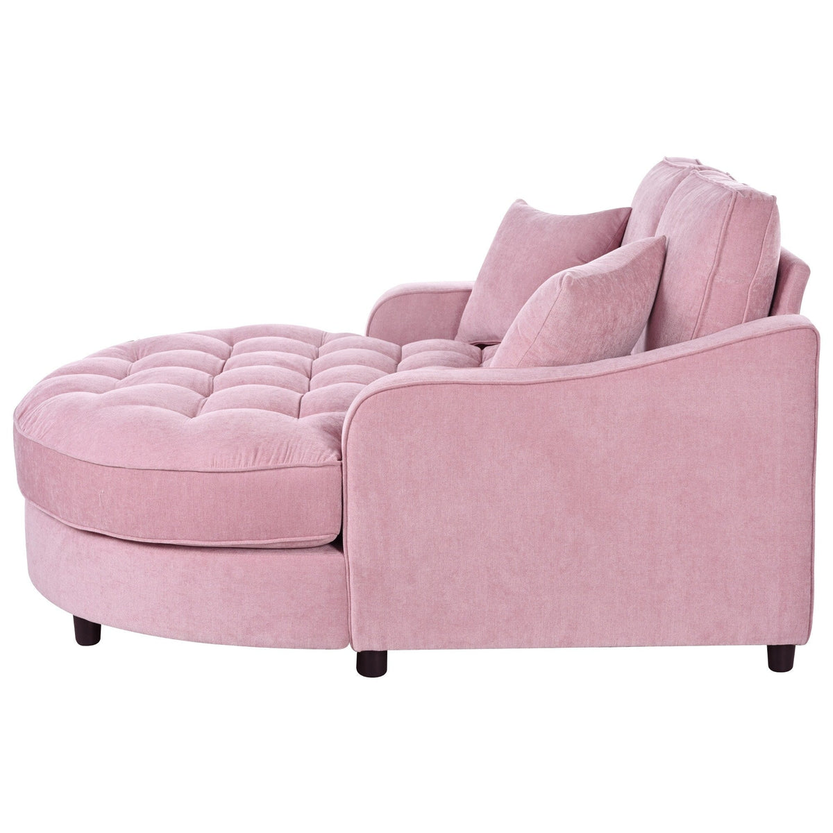 Chaiselongue-Schlafsofa aus Chenille, gepolstertes Sofa mit gesteppter Rückenlehne und 2 abnehmbaren Kissen für das Wohnzimmer