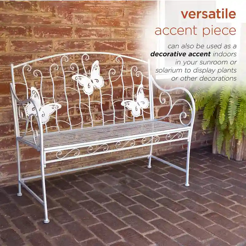 Alpine Corporation klassieke metalen tuinbank voor 2 personen, 44 l, voor binnen en buiten