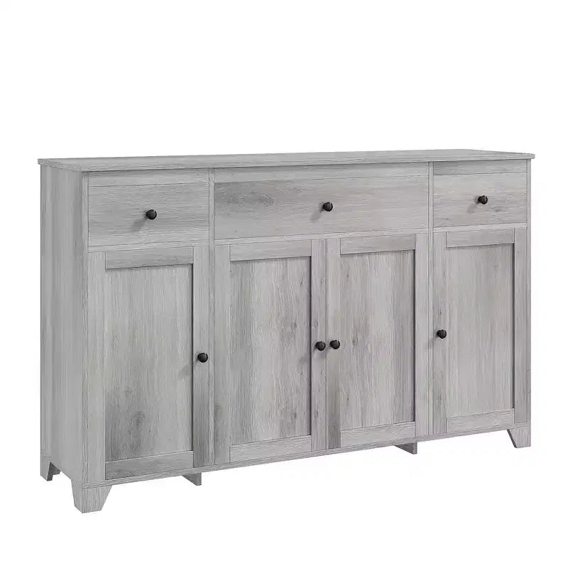Credenza da 55 con 3 cassetti e 4 ante, mobile contenitore da cucina con ripiano regolabile per sala da pranzo e soggiorno