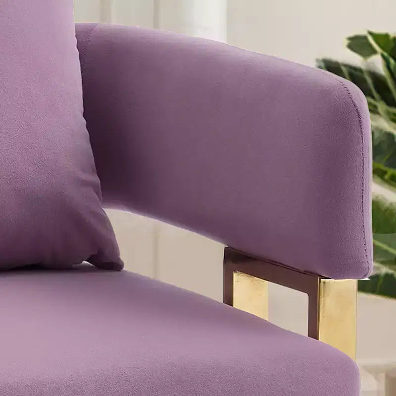 Set van 2 moderne gestoffeerde fauteuils met gouden metalen poten voor woonkamer, slaapkamer of kantoor