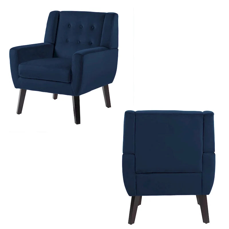 Set van 2 fluwelen fauteuils met armleuningen voor de woonkamer