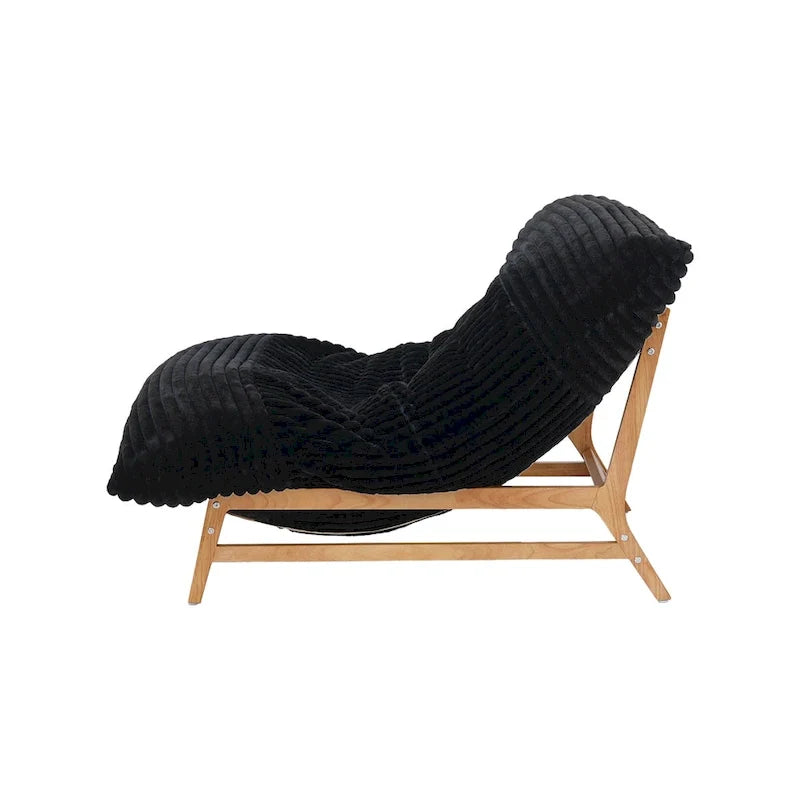 Fauteuil poire d’appoint grand format en peluche, avec structure en bois massif, confortable et garni de duvet
