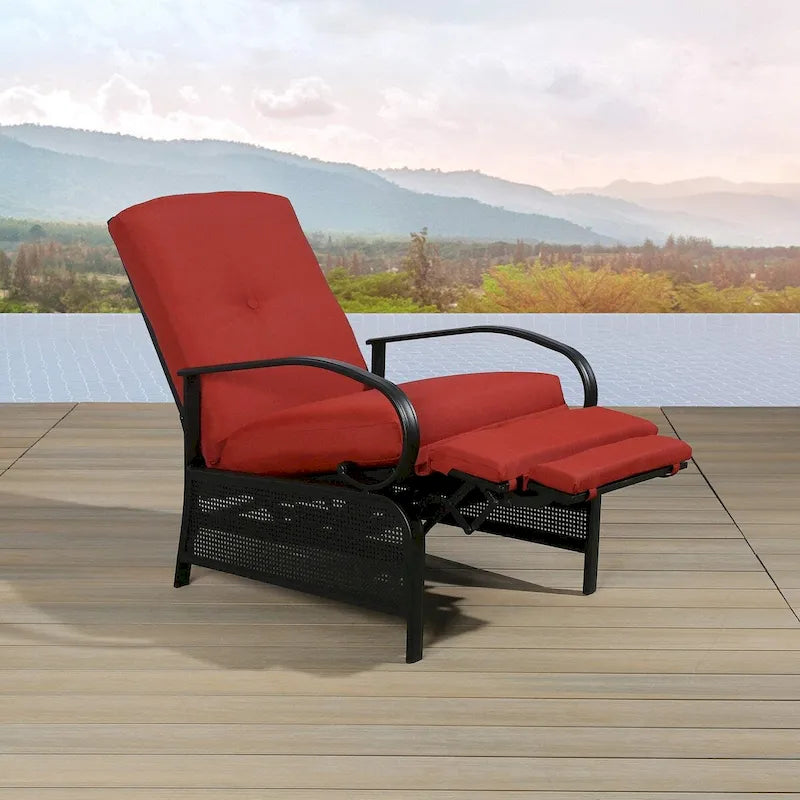 Verstellbarer Liegesessel für den Außenbereich, Loungesofa mit Kissen - 38 (T) x 26.5 (W) x 38.5 (H) ZOLL