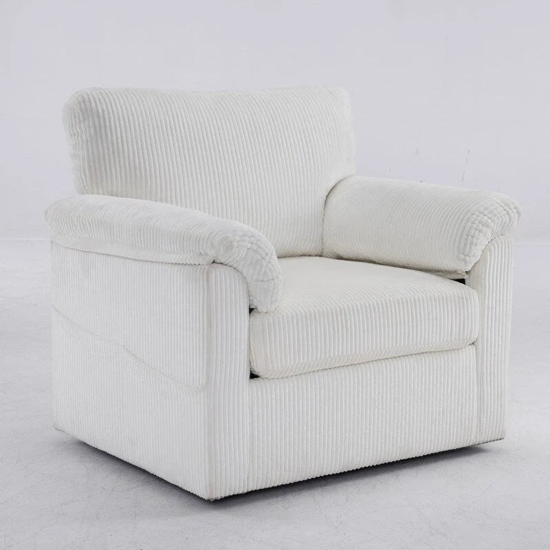 Fauteuil pivotant une place en velours côtelé de 33 pouces
