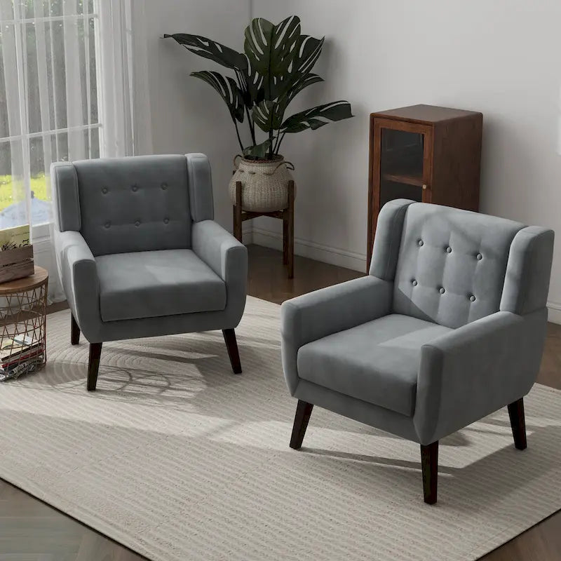 Set van 2 fluwelen fauteuils met armleuningen voor de woonkamer