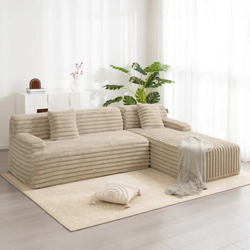 Cloud-Ecksofa, modernes Polstersofa mit 2 Zierkissen, frei kombinierbares Sofa, modulares Ecksofa in L-Form