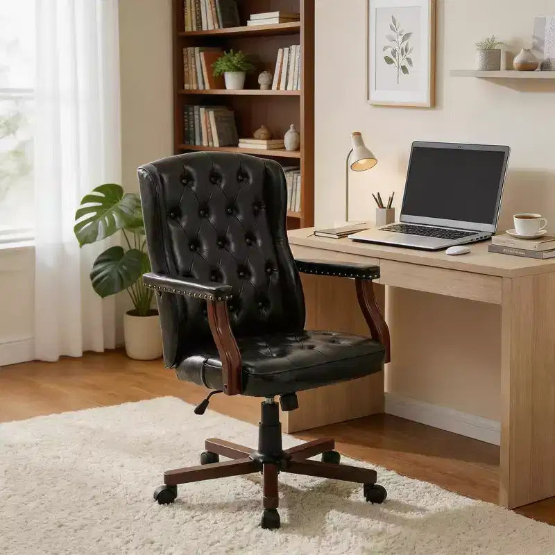 Sedia da ufficio direzionale con design a schienale alto e funzione girevole per l'ufficio domestico