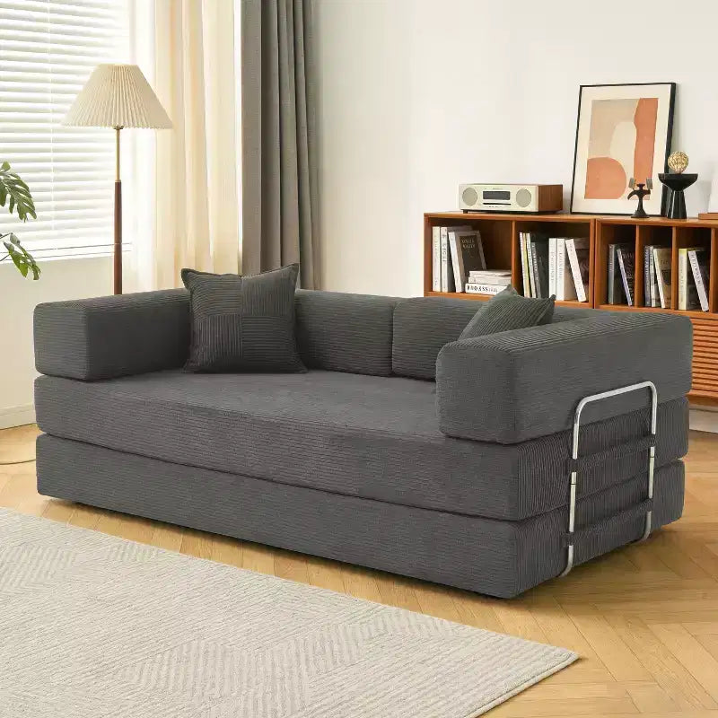 Dyonery 78 Klappsofabett, umwandelbares Cordsofa, Kingsize-Bodenschlafsofa, 4-in-1-DIY-Kombination, modulares Schlafsofa zum Ausklappen, bequemes Sofa.