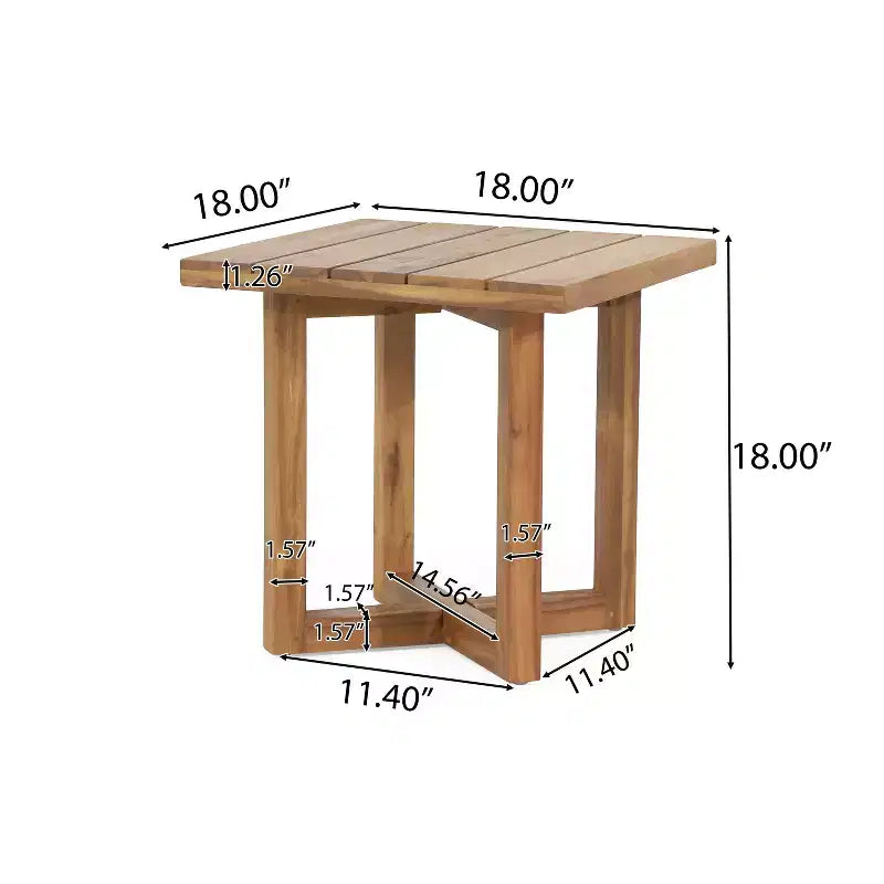 Modernes Doppel-Sonnenlounge-Set für die Terrasse aus Akazienholz Ming von Christopher Knight Home mit quadratischem Latten-Beistelltisch