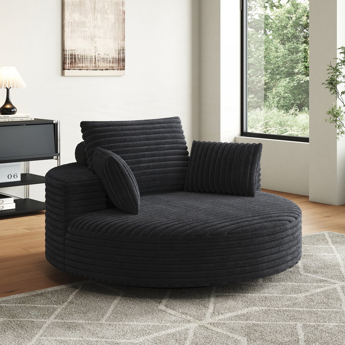Einzelsessel mit Cord-Chenille-Bezug und Schaumstoffpolsterung, drehbar
