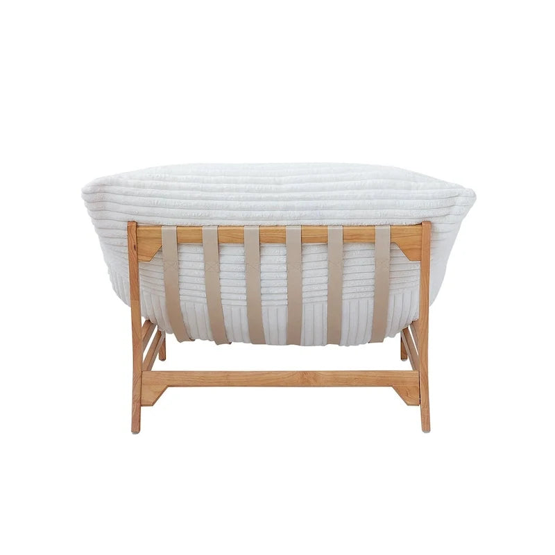 Fauteuil poire d’appoint grand format en peluche, avec structure en bois massif, confortable et garni de duvet