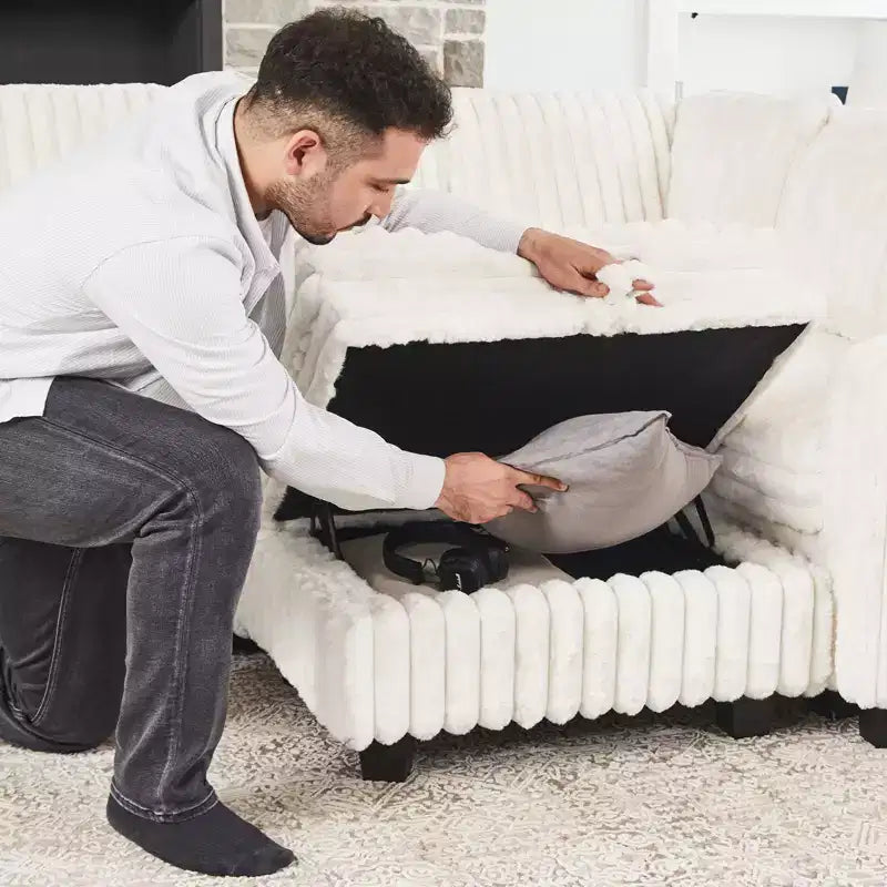 Belffin-Polsterhocker aus Cord mit Stauraum für modulares Ecksofa