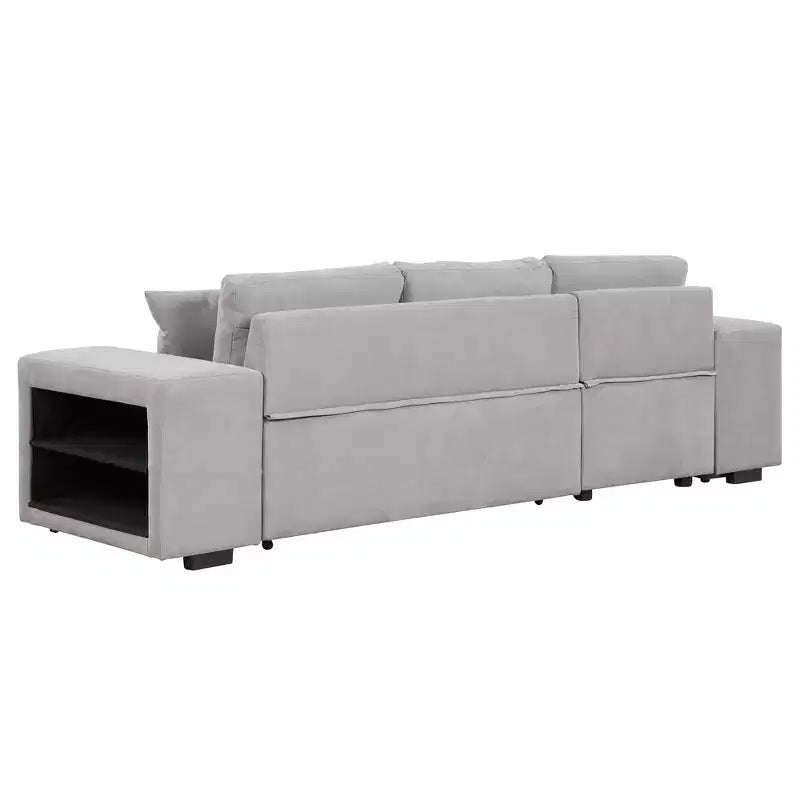 Divano componibile letto reversibile a L da 104.5 con chaise longue contenitore e 2 sgabelli - Divano letto trasformabile a 3 posti per il soggiorno